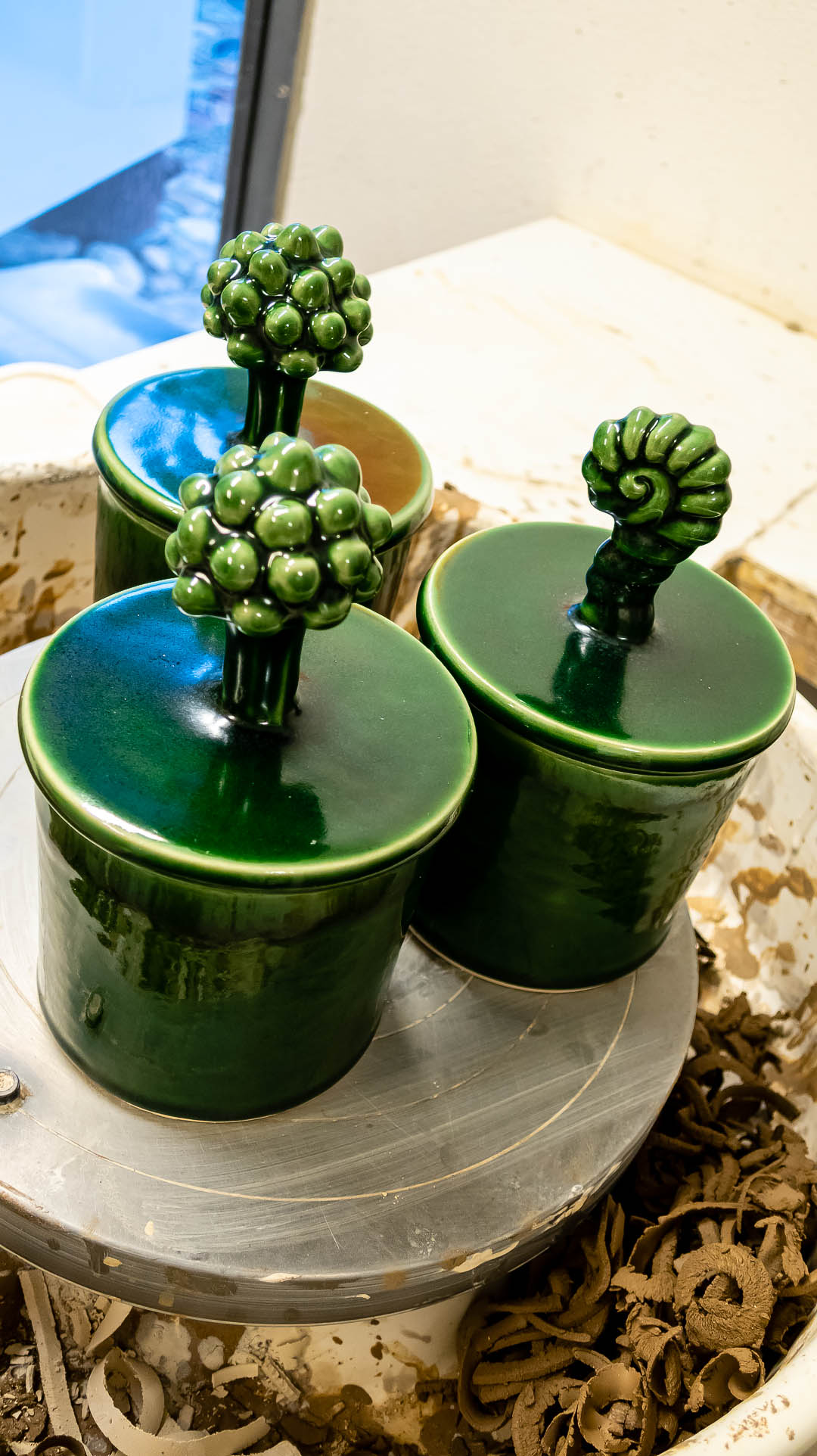 Burkar på drejskivan.