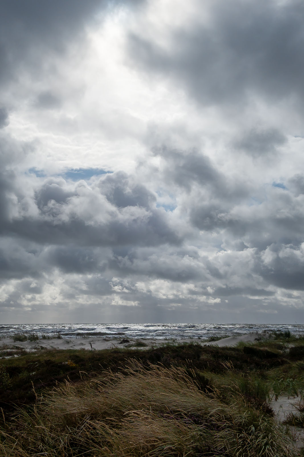 Stranden Hagestads naturreservat med blåsigt hav.